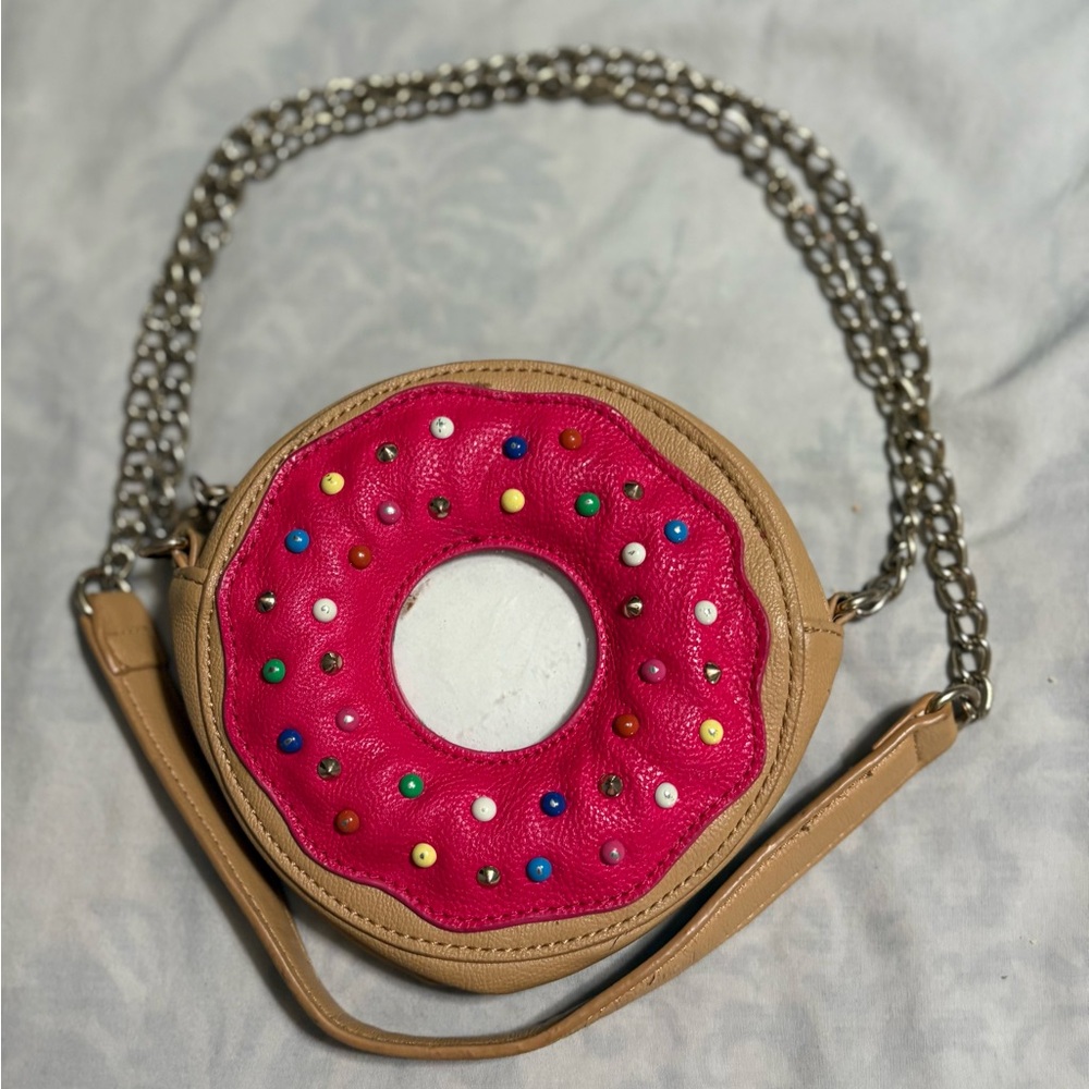 Betsey Johnson Pink Tan Donut Crossbody Bag